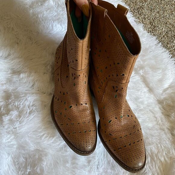 Reba Cowboy Boots Size 7 Leather Western Coastal Cowgirl Cutout Teal Underlay - Picture 12 of 12